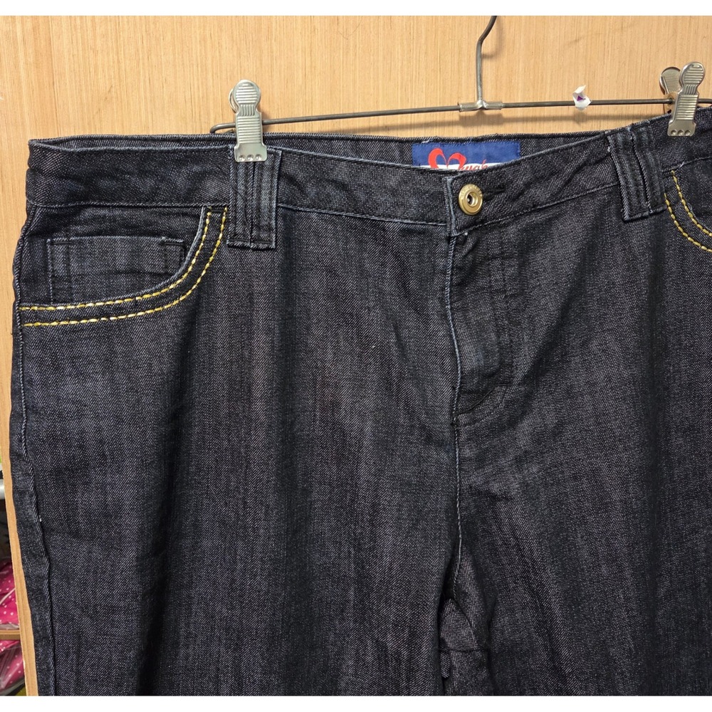 Awak Jeans Womens 20W Dark Wash Denim Crop Pants Gold Stitching Zipper Ankles‎ - Picture 4 of 6